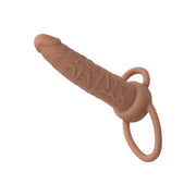 VIBRATORE REALISTICO STRAP ON RECHARGEABLE DUAL PENETRATOR CARAMEL